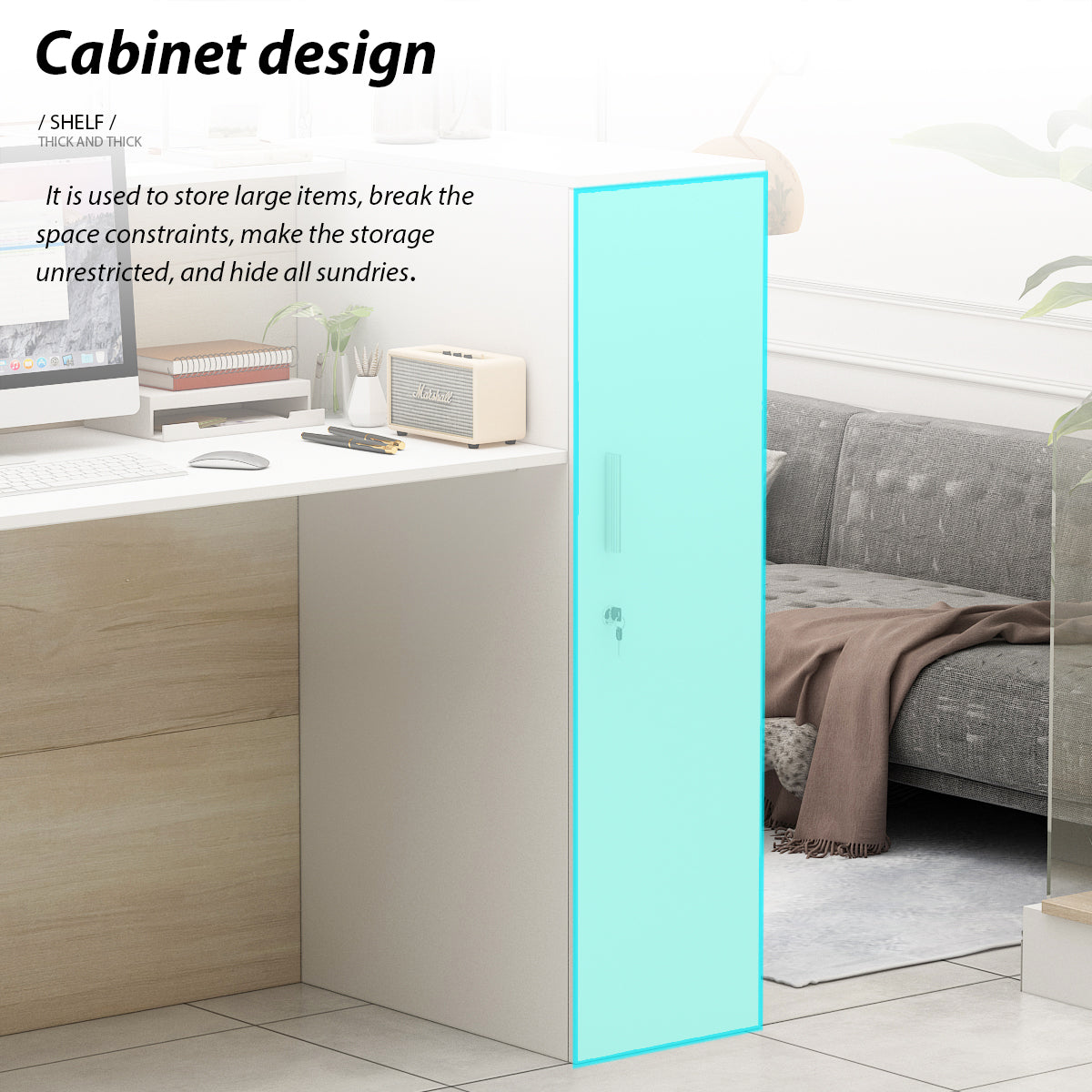 Large Reception Desk Reception Station with Lockable Door 70"W