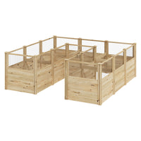Wooden animal pen with mesh sides on a white background
