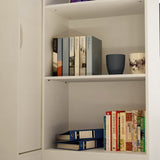 47" Modern Minimalist White LED Reception Desk With Open Shelving And Storage Compartments