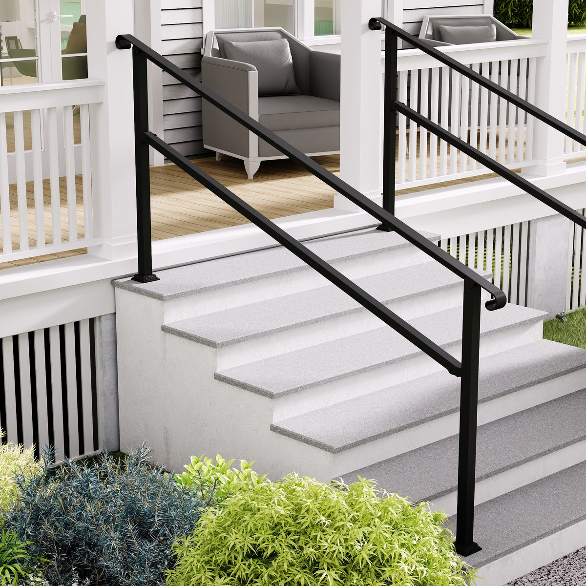 82.3" Modern Matte Black Stair Banister with Adjustable Angle