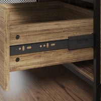 70.9" Industrial Brown Pantry Cabinets With Adjustable Shelves, Drawers