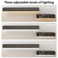 110" Modern Minimalist Black TV Stand Floating High Gloss TV Stand With LED Light