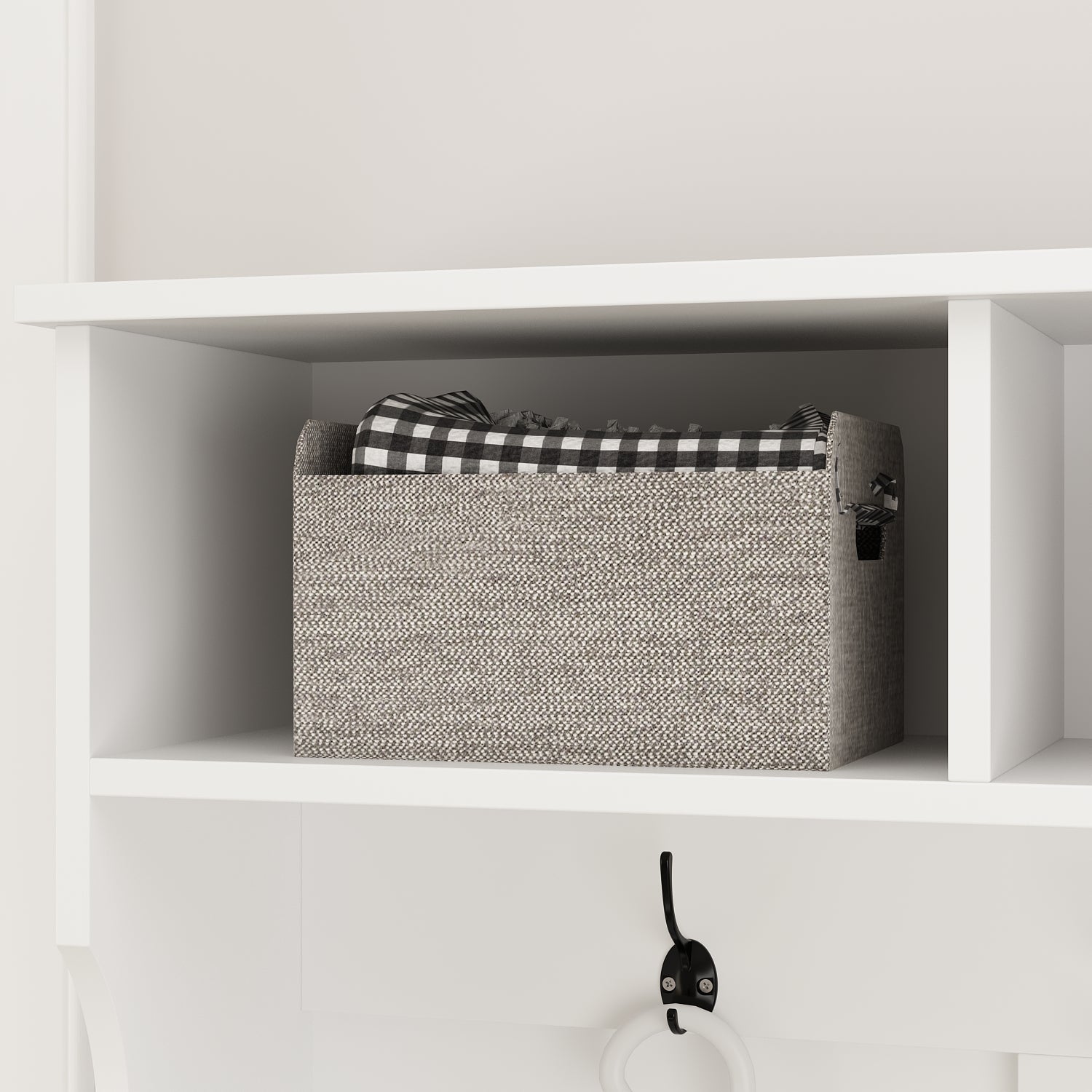 Large Hall Tree with Storage Bench 3-in-1 Entryway Bench with Double Hooks 18 Cubes