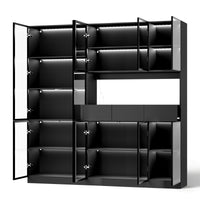 Varda 78.7" Large Bookcase with Glass Doors and 3-Color Changing LED Lights