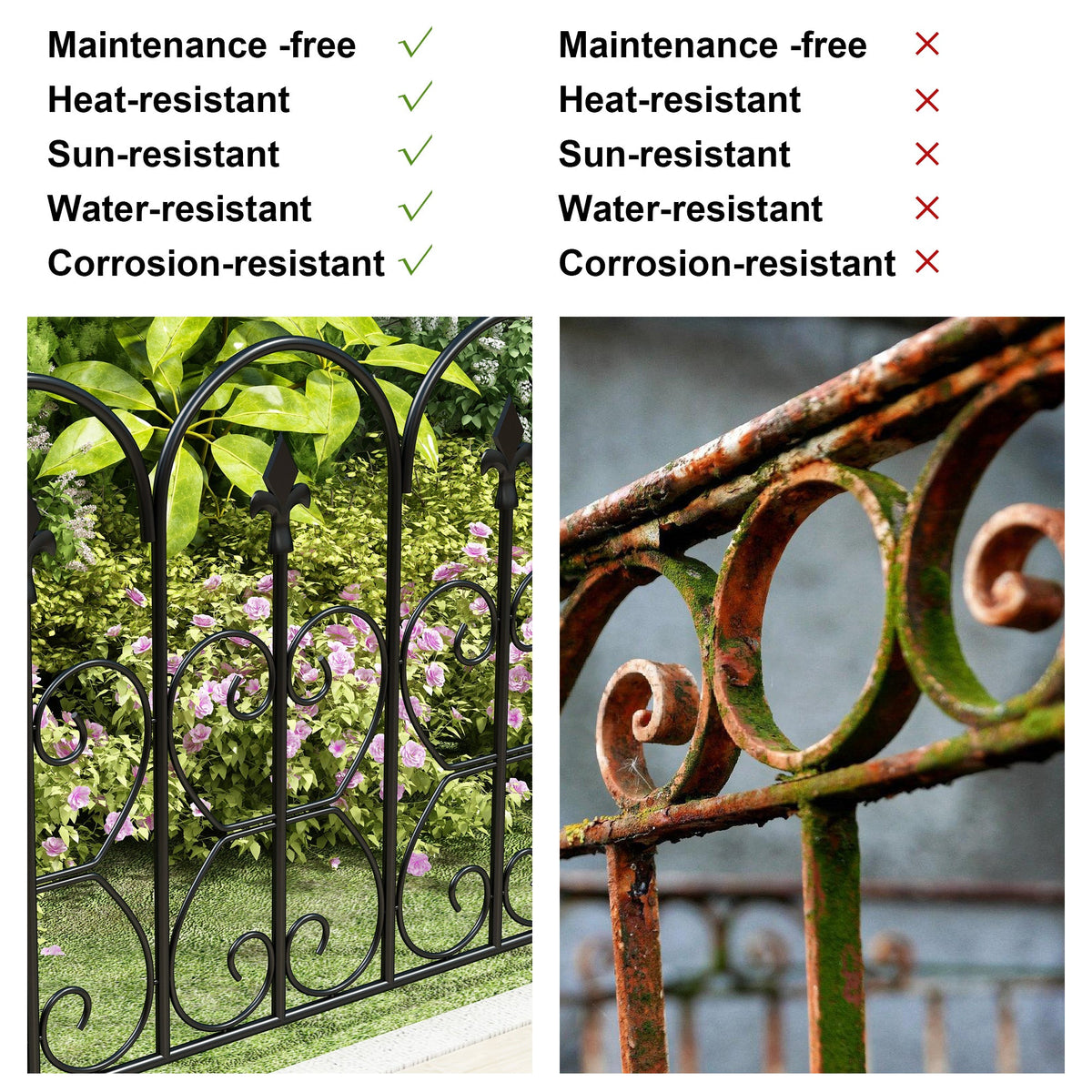 24" Modern Classic Black Metal Fencing with 5 Panel(s) Included