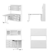68.5" Modern White Standing Desk with Hutch and Storage Cabinet