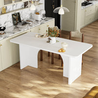 74.8" Modern Minimalist White Dining Table With Arched, Openwork Legs