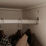 Rena 15.7" Modern White Compact Wardrobe with Dual Doors, Golden Handles and Multiple Storage Sections