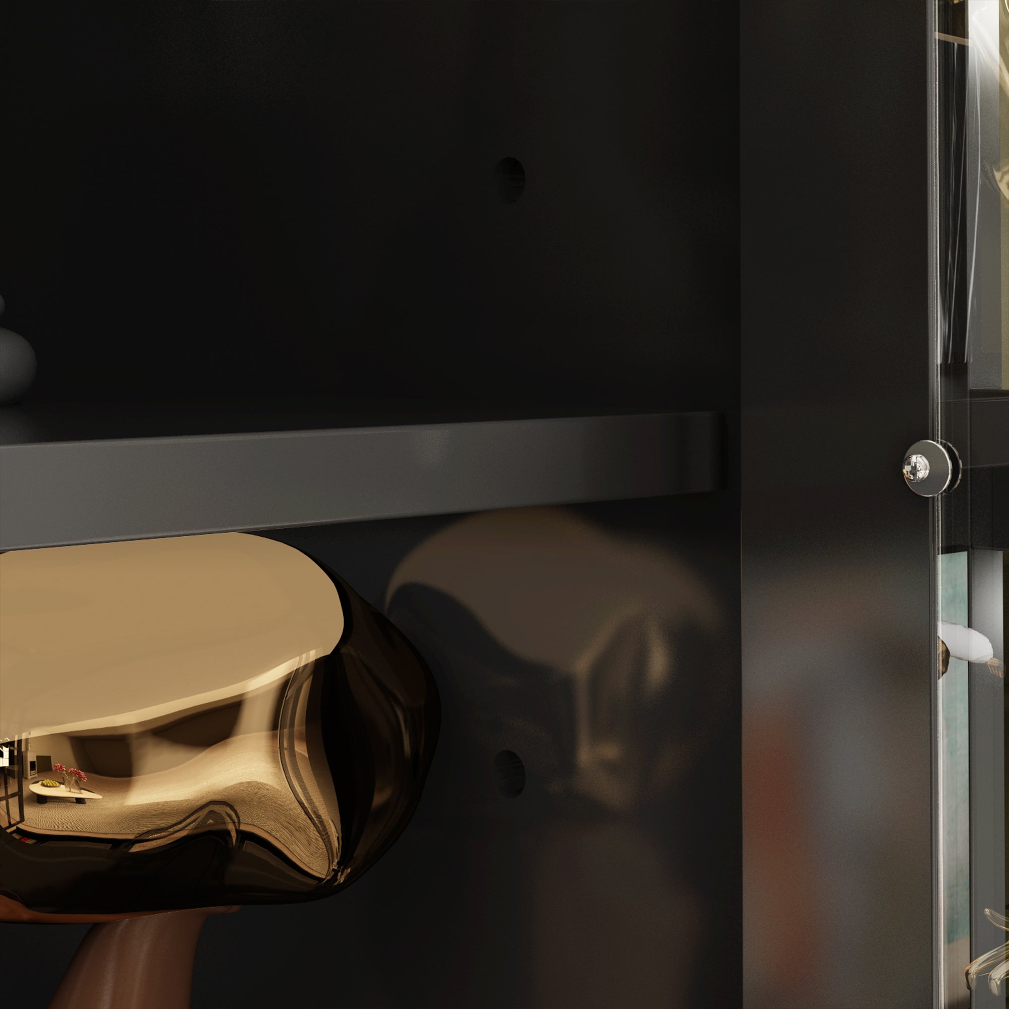 Buffet Sideboard Storage Cabinet with 3-Tier Shelf and Acrylic Doors