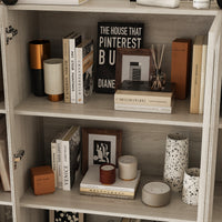 78.7" Modern Display Cabinet with Adjustable Shelves, Frosted Glass Doors and Drawers