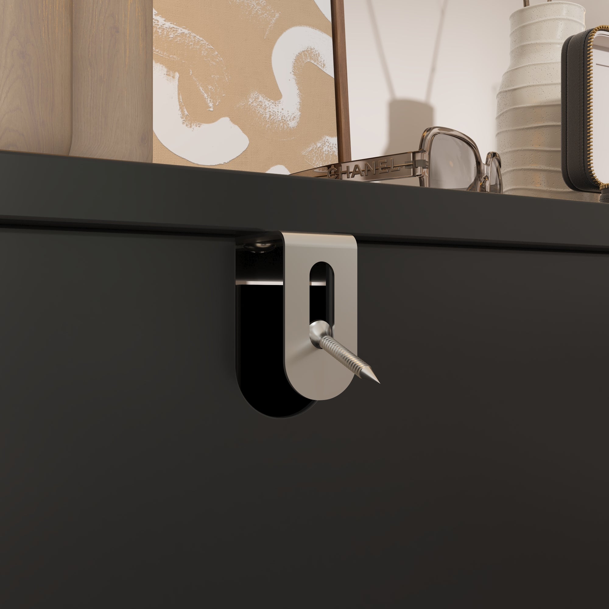 Sideboard Buffet Table Console Table in White Finish 4 U-Shaped Doors