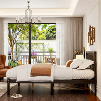 63.2" Modern Brown Platform Bed with Ribbed Detailing