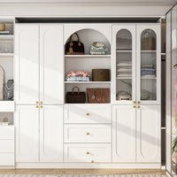 70.9" Modern White Elegant Wardrobe with Strong Storage