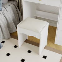 39.4" Modern White Vanity Desk Makeup Table Large Sliding Lighted Mirror Dressing Table With 5 Drawers Hidden Shelves