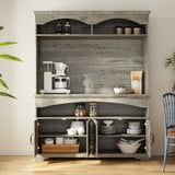 53.7" Retro Brown Dining Hutch with Adjustable Shelves