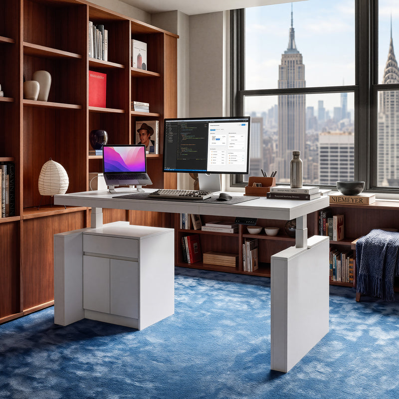 71 inches Modern Minimalist White Standing Desk with Adjustable Height