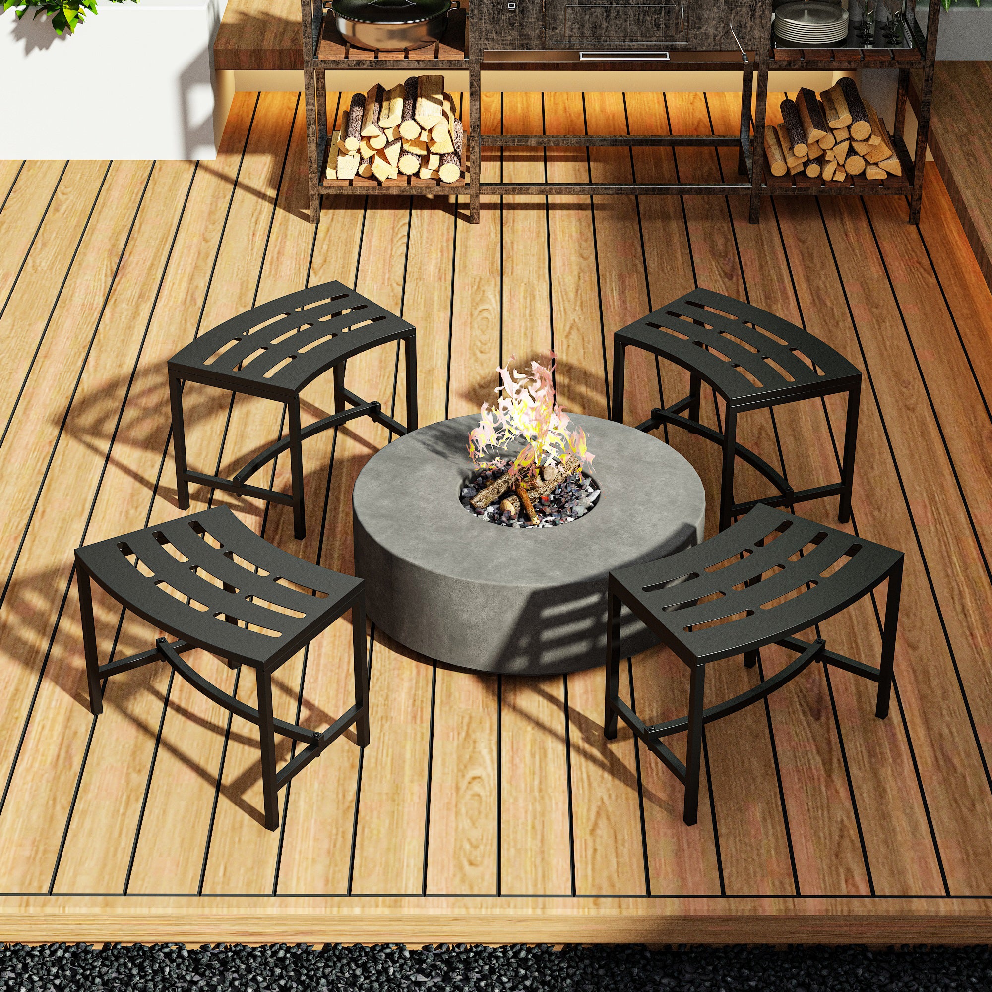 Corly Metal Outdoor Bench (Set of 4)