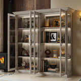 68.5 inch China Cabinet with 4 Glass Doors and Light