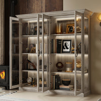 68.5" Modern Display Bookcase with 4 Glass Doors and Lights