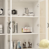 Vila 47" Classic White Display Cabinet & Bookcase with 2 Drawers and Glass Doors