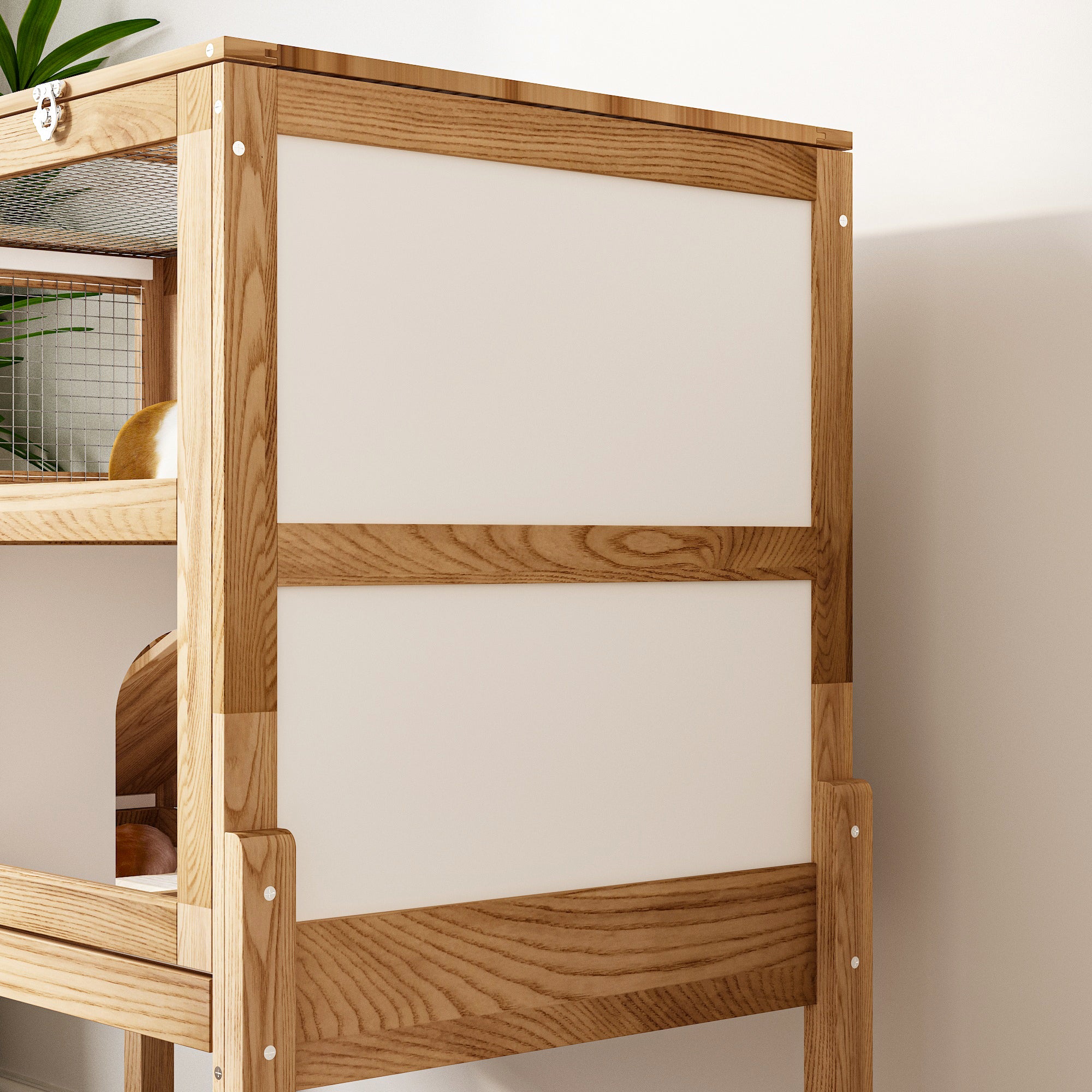 Elevated Small Animal Cage with 2 Level Play Area and Slide Out Cleaning Tray