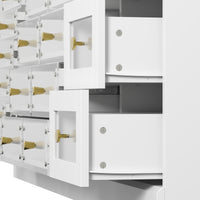 59" Modern White 25-Drawer Dresser with Glossy Acrylic Fronts, 2 Storage Cabinets and Anti-Tip Design