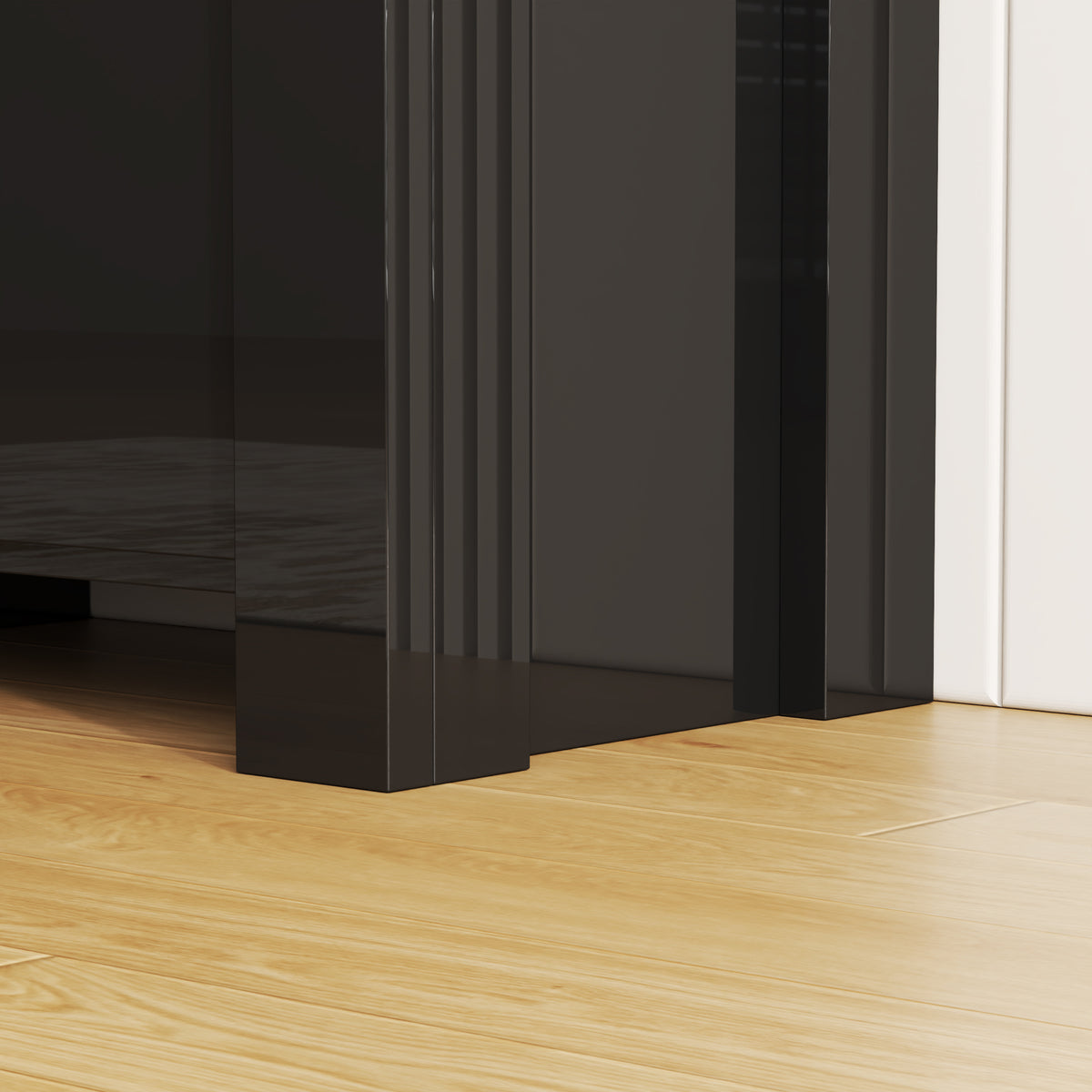 70" Modern Black TV Stand with LED Lights & Storage