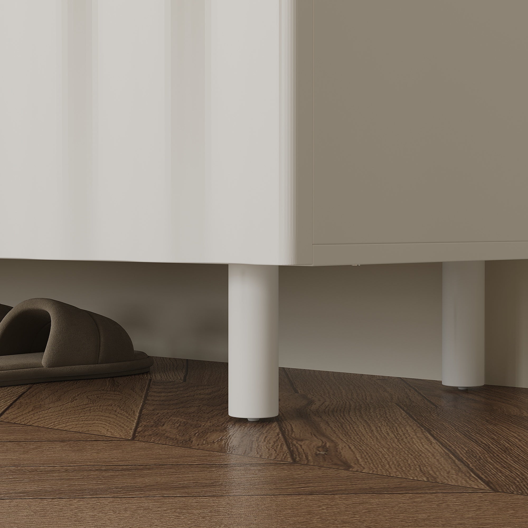 61" Wide White Accent Cabinet With 3 Drawers & 2 Doors