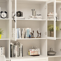 Vila 63" White Display Cabinet & Bookcase with Open Shelf and 3 Drawers