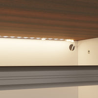 63" Modern Natural Wardrobe with 3-Color Lights and Glass Doors