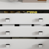 23.6" Modern Black 3-Drawer Nightstand with Gold Handles