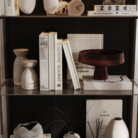 70.9" Black Glass Display Cabinet with LED Lighting