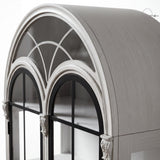 Arched display cabinet with glass doors and drawers