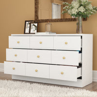 47.2" Modern White Dresser With 9 Pull-out Drawers