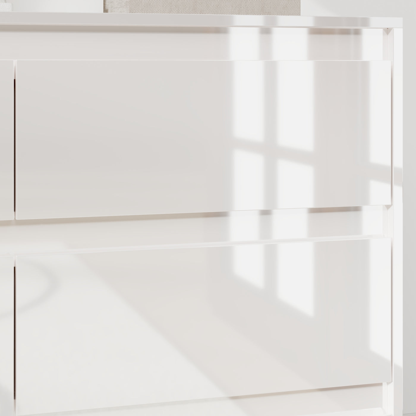 White 9-drawer dresser with minimalist design