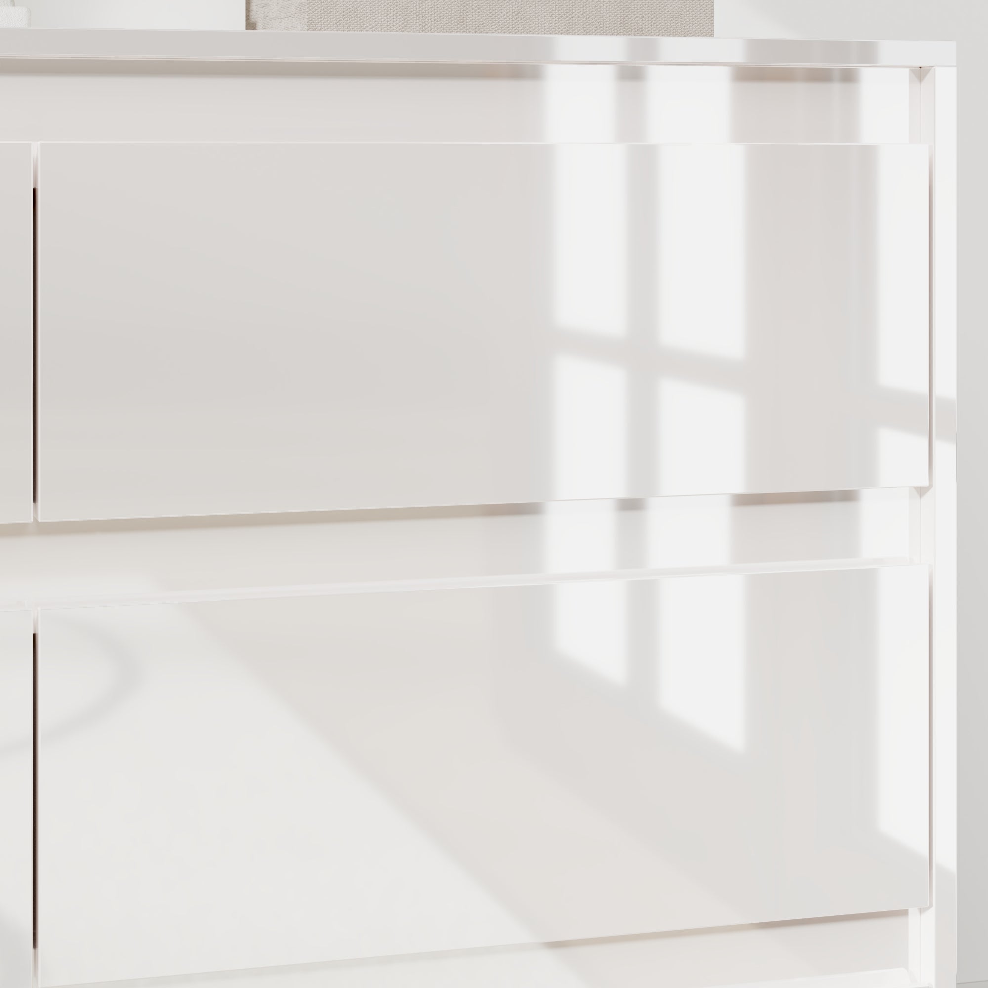 White 9-drawer dresser with minimalist design