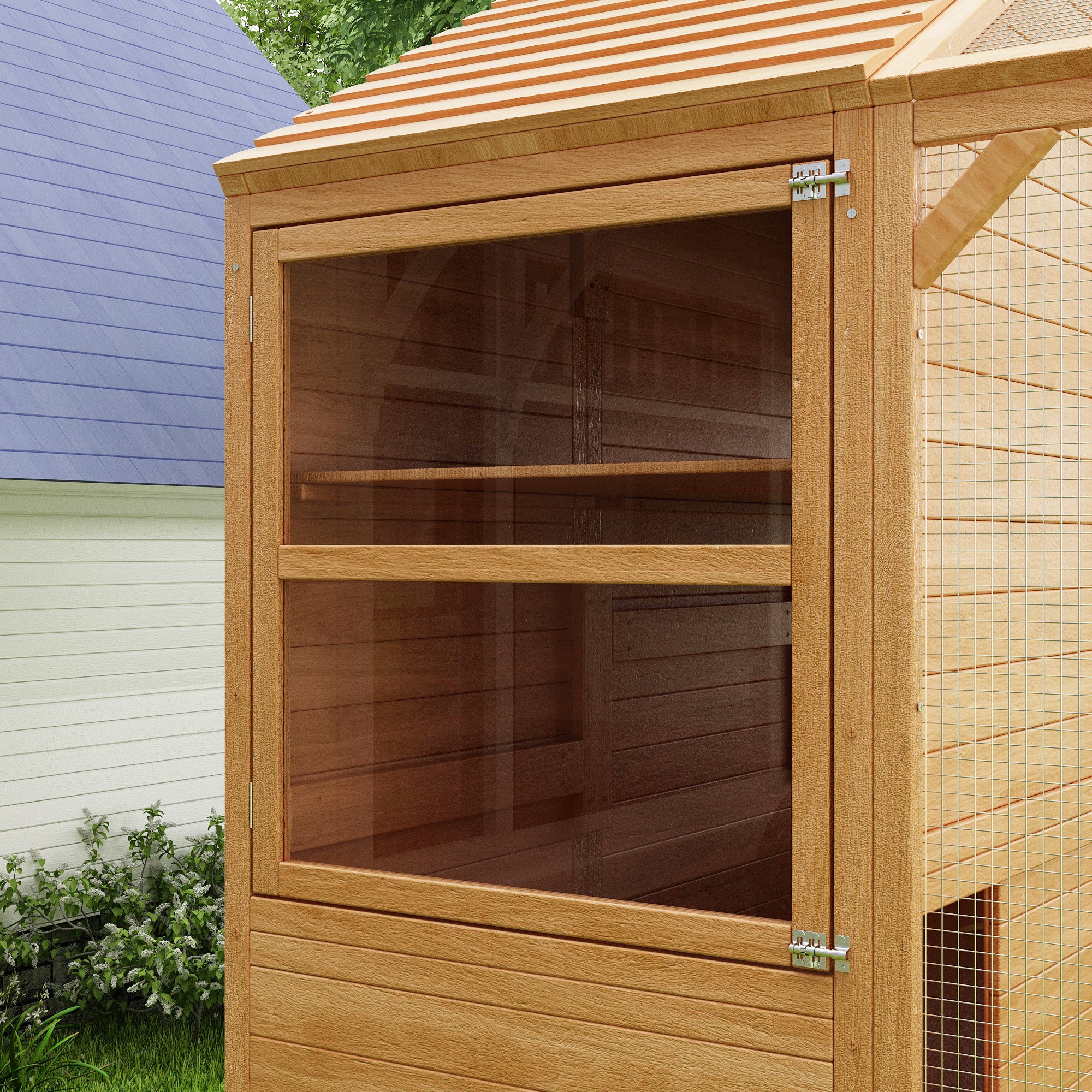 Large Outdoor Cat Enclosure with Cover and Multi-Level Design