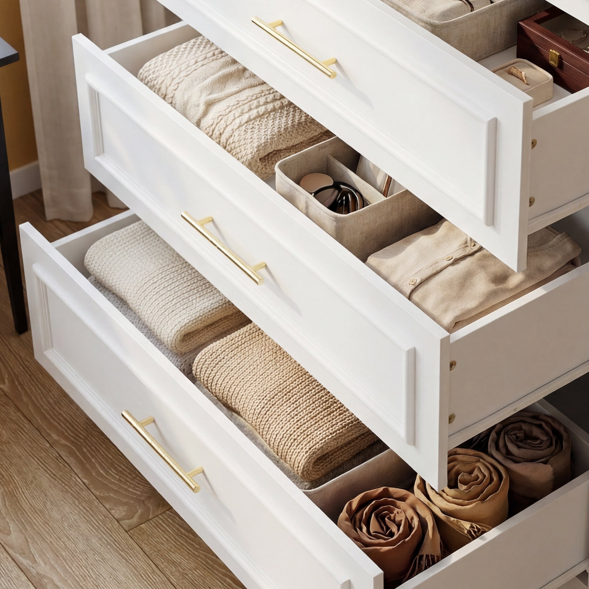 74.9'' H 6 Glass Door Armoire w/ Hanging Rod & 3 Drawers