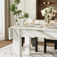 94.5" Modern White Dining Table with 2 Built-in Leaves