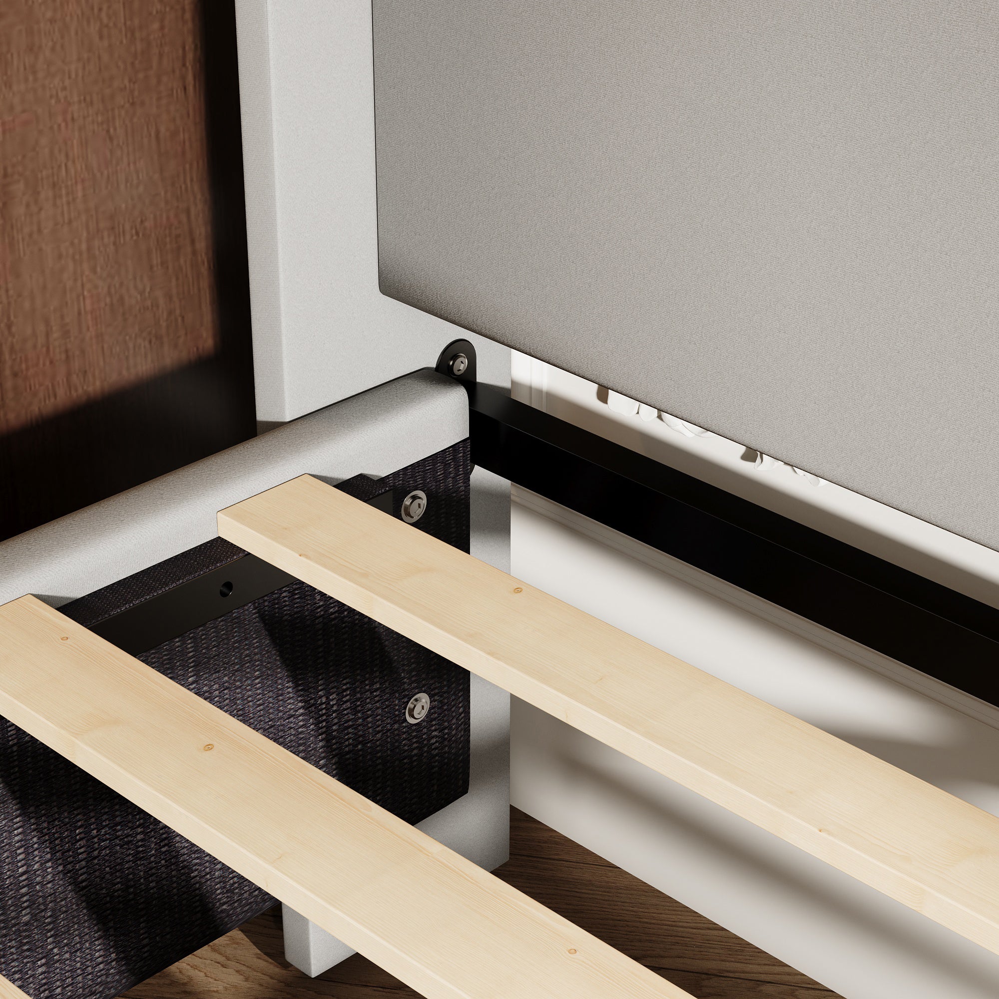 King Size Upholstered Bed With Sturdy Frame