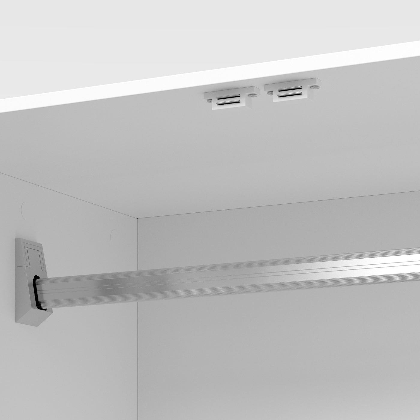 White Mirror Armoire with 2 Drawers and LED Base