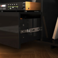 70" Modern Black TV Stand with LED Lights & Storage