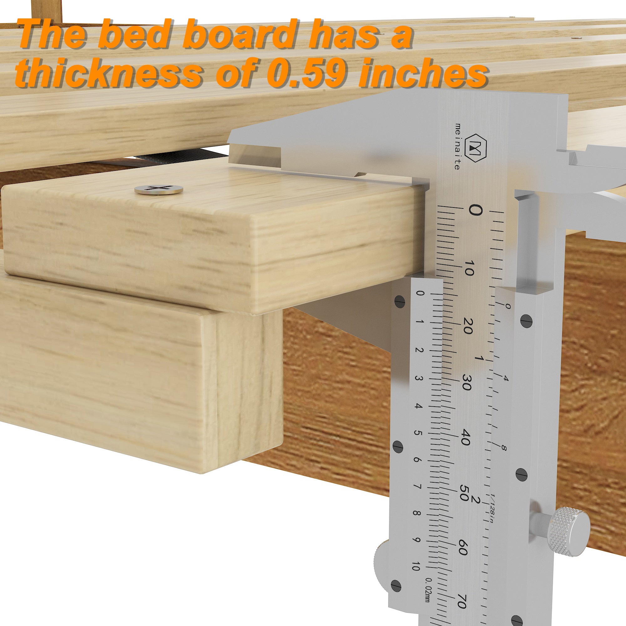 Rustic Solid Acacia Wood Platform Bed Frame With Upholstered Headboard, No Box Spring Needed