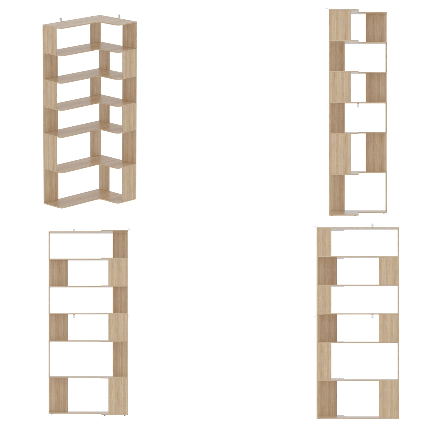 Geometric 7-Shelf Display Bookcase