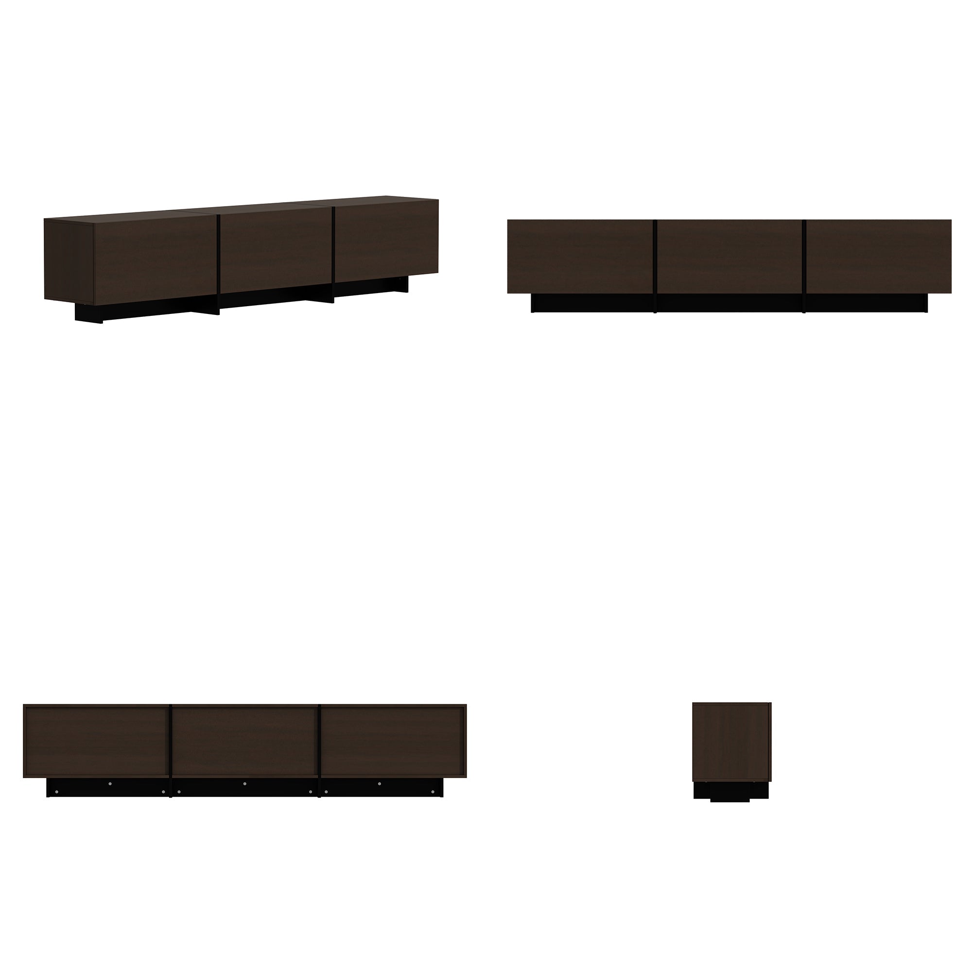 Modern Minimalist TV Stand With Hidden Storage And Soft-Close Hinges, 71.7 Inches, Dark Walnut