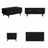 47.2 inch Modern Black Coffee Table with 4 Drawers