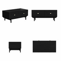 47.2" Modern Black Coffee Table with 4 Drawers