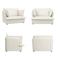 47.2" Modern White Upholstered Single Sofa with 3 Accent Pillows