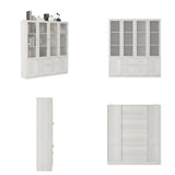 78.7" Modern Display Cabinet with Adjustable Shelves, Frosted Glass Doors and Drawers