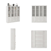 78.7" Modern Display Cabinet with Adjustable Shelves, Frosted Glass Doors and Drawers